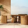 Juego de sofá de teca de alta gama para exteriores para patio, villa, hotel, jardín exterior, terraza, combinación de sofá de madera maciza impermeable y anticorrosión