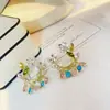 Atmósfera de Verano Colorido Borla Guirnalda de Olivo Pendientes de Flor Estilo Pintura al Óleo Coloridos Pendientes de Gama Alta