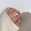 Anel Dupla Camada Cravejado com Diamantes Estilo Coreano Design ins Feminino Anel Distintivo para Dedo Indicador Anel Aberto Simples Elegante Celebridade da Internet