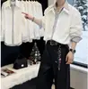 Camisa Masculina de Duas Peças Falsa com Listras Brancas e Blocos de Cor Estilo Americano Transfronteiriça Rascally Handsome Toque de Alto Padrão Camisa Jaqueta de Corte Limpo