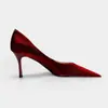 Fábrica de Origem Personalizadas Transfronteiriças Sapatos de Salto Alto Bico Fino para Mulheres com Salto Fino, Adequados para Cheongsam, Sapatos de Casamento de Tira Única