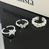 Anillo de Luna y Mariposa de Lujo Ligero de Nicho Suave para Mujer, Temperamento Versátil, Anillo Abierto Ajustable para Dedo Índice, Anillo de Celebridad de Internet