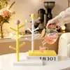 Estante de escritorio redondo de color macarrón con bandeja de drenaje para tazas de agua, tazas de café y tazas pequeñas