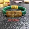 Pulsera de la Fortuna de Cinco Vías de Acero de Titanio con Cuero, Oro, Madera, Agua, Fuego, Tierra Pulsera de los Cinco Elementos, Cuerda para el Cabello, Cierre Magnético, Escritura Tibetana para Atraer Riqueza