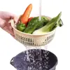 Tina de Lavado de Verduras de Plástico de Doble Capa con Cesta Escurridora, Herramienta para Lavar Arroz, Cesta para Verduras, Bandeja para Lavar Frutas de Cocina para el Hogar