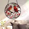Amazon Nuevo Colgante de Vidrio Plano Atrapador de Pájaros Rojos Navideños Decoración Colgante para Hogar Exterior Jardín Patio