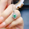 Venta al por mayor de fábrica Popular Colgante de Esmeralda Natural Plata S925 Incrustado Piedra Principal 4*5 Joyería de Lujo Venta Directa de Fábrica