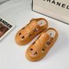 Heli shark chinelos femininos de verão com bico fechado, uso externo, fundo grosso, casual, meia pantufa, moda, sandálias de praia de cor sólida e vazada