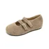 Zapatos Peludos de Suela Gruesa para Mujer para Usar en Invierno, Más Zapatos Birkenstock de Lana Felpa, Zapatos Mary Jane de Una Correa con Aumento Interno, Zapatos de Algodón