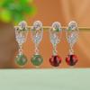 Un Ciervo Plata S925 Plata Esterlina Jade Hetian Jade Púrpura Sangre Retro Estilo Nacional Loto Flor de Loto Pendientes de Cuentas Redondas Pendientes Huecos