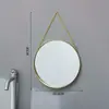 Espejo Redondo Minimalista Nórdico de Pared, Espejo de Maquillaje de Pared para el Hogar, Espejo de Baño, Espejo de Tocador de Lujo Ligero