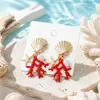 Nuevos Pendientes de Concha de Coral Estrella de Mar Estilo Resort Oceánico Transfronterizo Estilo INS Pendientes Colgantes de Isla de Nicho Accesorios Venta al por Mayor