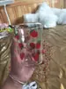 Tetera de Vidrio de Borosilicato Alto para Agua Fría Olla de Fresa para el Hogar Olla Abierta Blanca Fría Taza de Fresa Juego de Tetera de Agua Fría Tetera de Agua Fría