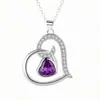 Collar de corazón eterno de amor transfronterizo europeo y americano con doce piedras de nacimiento y colgante de corazón de circonita microincrustado para mujer, regalo del Día de la Madre