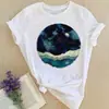Camiseta blanca de manga corta con estampado de patrón de personalidad de animal pequeño, cuello redondo, para mujer, comercio exterior transfronterizo, wish/ebay Amazon