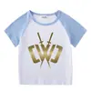 2023 Nueva ropa para niños Camiseta de manga corta de verano para niños y niñas Camisa básica raglán Camiseta de media manga para bebé Top para niños