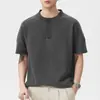 Ropa de Hombre Xintang Marca de Tendencia Retro Americana Camiseta de Manga Corta Lavada Pesada de Algodón Puro para Hombre Verano Holgada Cuello Redondo Media Manga
