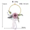 Guirlanda de Mão para Noiva e Madrinha de Casamento Europeu Rosa Simulada Decoração de Casa Guirlanda Pendurada na Parede Guirlanda Decorativa de Metal