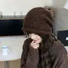 Gorro de punto estilo coreano con bloques de color para mujer, perfecto para otoño e invierno, hace que la cara se vea más pequeña, con borde enrollado, versátil, fácil de llevar, cubre las orejas y proporciona calor