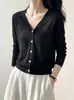 Cardigan de seda gelada de verão para mulheres, xale versátil fino de manga longa, jaqueta de proteção solar, top curto de tricô para combinar com saias, camisa de ar condicionado