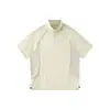 Camiseta Nasa Marca Trendy Manga Corta Media Cremallera Cuello Alto para Hombre Verano Deportes Holgada Seda de Hielo Transpirable Camiseta de Manga Corta Top