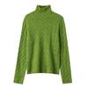 Suéter de Lã e Alpaca com Gola Alta, Novo Estilo Inverno 2026, com Design Elegante de Ponto Trançado, Caimento Solto, Blusa de Tricô Emagrecedora de Manga Longa