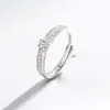Anillo de Pareja para Hombres y Mujeres Anillo de Compromiso con Diamante Nicho Todo Fósforo Anillo para el Dedo Moderno Simple Anillo Abierto de Amor Entrelazado