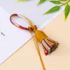 Anillo con Hebilla de Borla Corta Gruesa Estilo Xizang Hebilla de Anillo Creativa Borla de Gradiente de Color Colgante para Bolso Llavero Colgante Pequeño