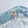 ASTMF-13 Liga de Titânio Coleção Roxo Claro Dourado Brincos de Tarraxa Titânio G23 Rosca Interna Zircônia Piercing para Lábio Piercing para Orelha Cabeça de Piercing