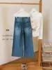 JEANS OFICIALES de Nuevo Otoño Estilo Coreano para el Trabajo de Tiro Alto Lavados de Pierna Ancha con Bordado en Bolsillo Trasero 50538