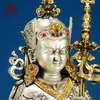 Estatua Tallada de Cobre Blanco del Guru Padmasambhava, Decoración para el Hogar de Interior Estatua de Cobre del Guru Padmasambhava, Adorno de Cobre de Mesa