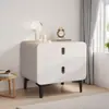 Mesita de noche de almacenamiento ecológica minimalista italiana E1, totalmente montada, 40 cm de ancho, estilo pequeño color crema, requiere autoensamblaje de las cuatro patas
