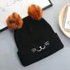 Gorro de Punto con Orejas de Bola de Pelo, Lindo Diseño de Gato de Dibujos Animados, Gorro para Adulto, Gorro Casual Resistente al Viento y Cálido para Exteriores, Protección para las Orejas Linda y Divertida