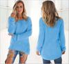 T136 # -Ebay Aliexpress Outono e Inverno Popular Desejo Moda Cor Sólida Manga Longa Suéter Feminino Top