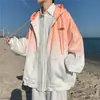 Suéter de estudiante sudadera con capucha para hombre primavera y otoño tie-dye color degradado abrigo cárdigan estilo Hong Kong holgado top moderno ropa