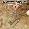 Pala horquilla de mano de dos dientes para aflojar la tierra, herramienta de jardinería para cultivar verduras y flores, fertilizar y deshierbar, modelo nuevo para uso doméstico