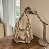 Bolsa Listrada para Mulheres 2026 Nova Moda Casual de Verão Classe Trabalho Bolsa Tote Grande Capacidade Ombro Transversal