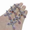 Estilo Gótico Boêmio Pingente Cruz Colorido de Cristal e Diamante Joia de Festival Europeia e Americana Colar para Clavícula de Menina