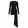 FCB Amazon Transfronterizo Tejido Ceñido de Cadera Falda Mujer 2026 Otoño Moderno Ropa Interior Vestido de Cuello Redondo con Cinta