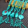 Collar de joyería pulsera de jade sintético hebilla de turquesa sintética cadena para suéter colgante de collar de calabaza de turquesa sintética