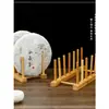 Estante de almacenamiento estante para platos de madera almacenamiento de cocina tazones platos vajilla escurridor soporte estante de soporte de madera maciza estante de almacenamiento para platos
