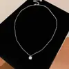 Collar con colgante redondo de circón con incrustaciones de diamantes y encaje, cadena para la clavícula minimalista, joyería de nicho de alta gama para mujer, los más vendidos en Corea y Japón