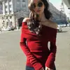 Várias Formas de Usar: Camisa Básica de Tricô de Um Ombro para Mulheres, Top Elegante de Lyocell Slim Fit Fora do Ombro