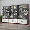 Partición Calada de Hierro Nuevo Estante de Almacenamiento Mampara de Entrada Estantería Gabinete Decorativo de Oficina de Pie Vitrina Multicapa