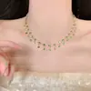 Collar de Mariposa con Borlas Apiladas de Doble Capa Super Brillante para Mujer Cadena de Clavícula Apilada de Gama Alta Exquisito Collar de Borlas de Verano