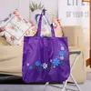 Bolsa de Almacenamiento Plegable de Tela Oxford con Hebilla, Estampado de Flores y Hojas Ecológicas, Bolsa de Compras Portátil Plegable, Logo Imprimible