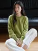 Ropa Hongmi/Otoño-Invierno 2026 Nuevo Suéter Pulóver de Lana Cachemira Lavado Cepillado Artesanal Cuello Redondo para Mujer