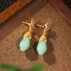 Ayeryuan Nuevo Esmalte Chino Aguja de Plata 925 Nicho Magnolia Imitación Jade Hetian Aretes Antiguos Aretes para Mujer