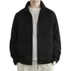 Nueva Chaqueta Gruesa de Forro Polar para Hombre para Otoño e Invierno con Cremallera, Cuello Alto, Sudadera Casual, Chaqueta de Color Sólido para Hombre