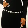 Vestido Casual de Cintura Versátil Retro de Mezclilla con Cadena en la Cintura Estilo Étnico Bohemio Cinturón de Corazón con Borla
